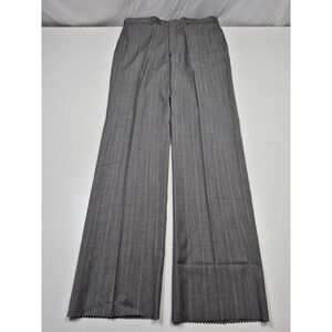 VTG Dress Pants Mens 36x37 Gray Wool Flat Front Unhemmed USA NWT